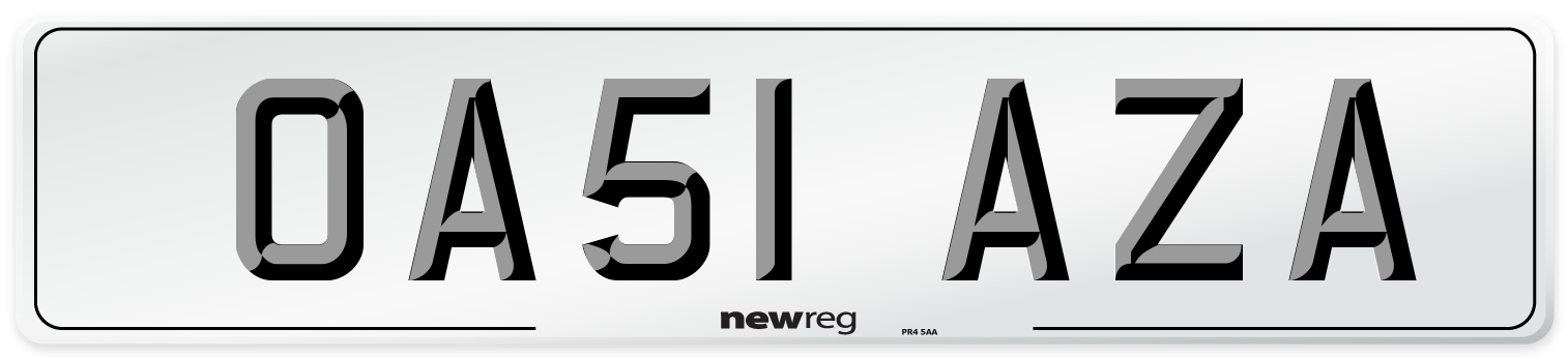 OA51 AZA Number Plate from New Reg